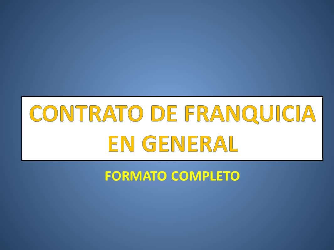 Contrato De Franquicia En General Derechomexicano Mx