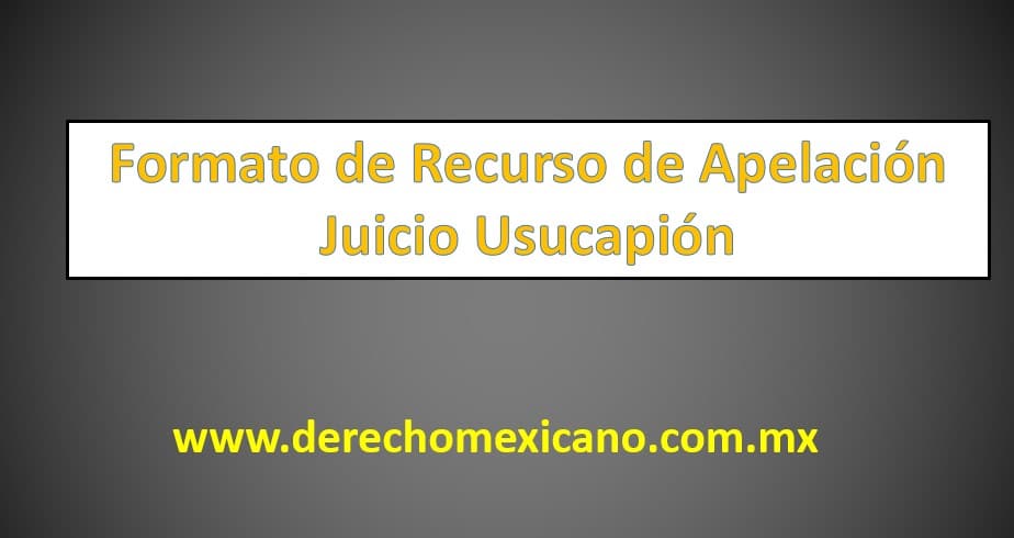 Formato de Recurso de Apelación para Juicio Usucapión -  